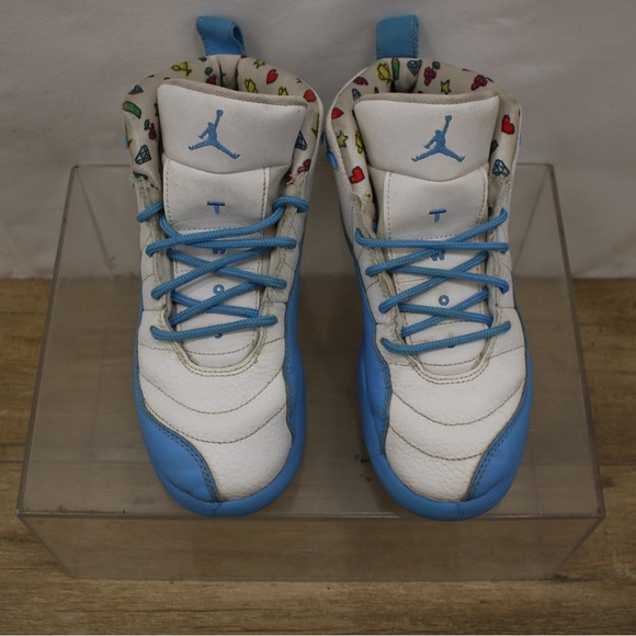 Nike Jordan 12 Retro DQ4366-114 PS Emoji Blue/White Size 2Y - Picture 5 of 10
